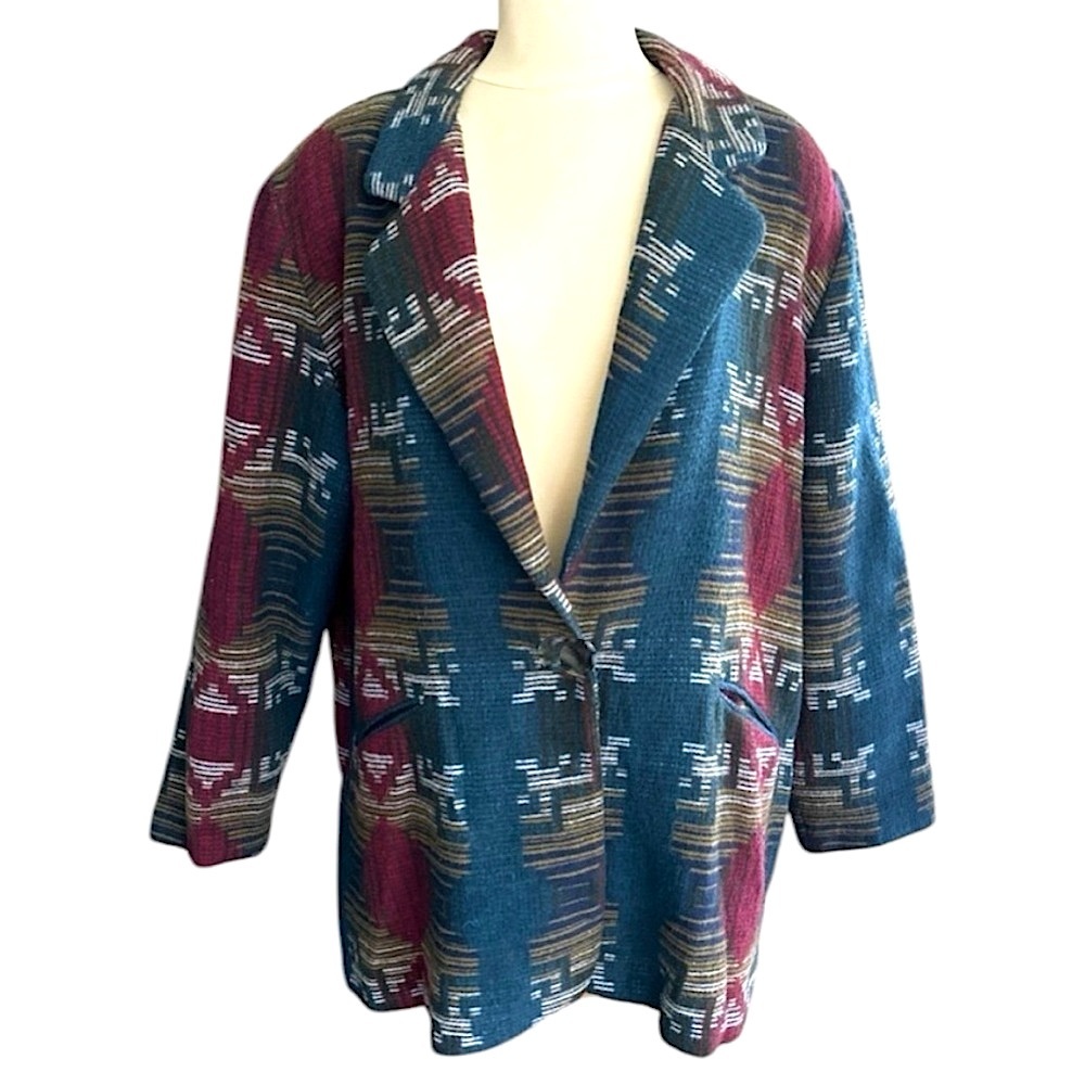 Kathryn Deene New York women’s blazer 80s Vtg Wool Blend Aztec Multicolor Coat